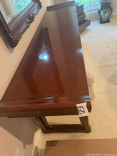 Large Dark Brown Cherry Wood Console Table, Traditional Asian-Inspired (1 of 4)