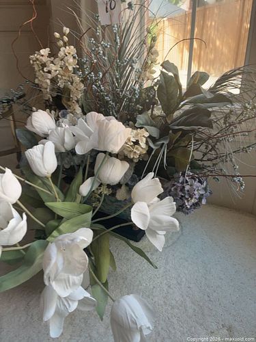 Silk Floral Arrangement in Blue/Teal Pattern Planter (Medium) (1 of 5)