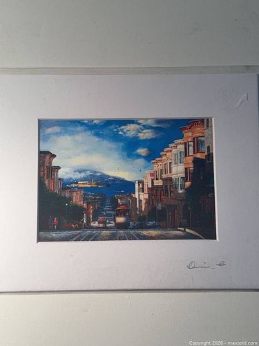 San Francisco Cable Car Cityscape, Signed Matted Art Print (1 of 3)