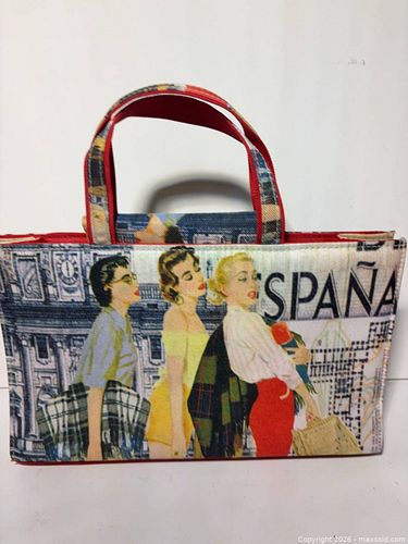 Small Canvas Tote Bag Multicolor Floral Spain Pin-Up Print (1 of 6)