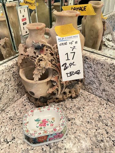 Carved Alabaster Vase & Mottahedeh Vista Alegre Trinket Box (1 of 10)