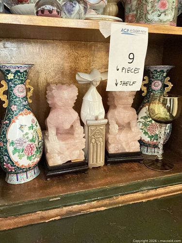 Mixed lot: Lladró nun figurine, rose quartz foo dogs, cloisonné vases (1 of 18)
