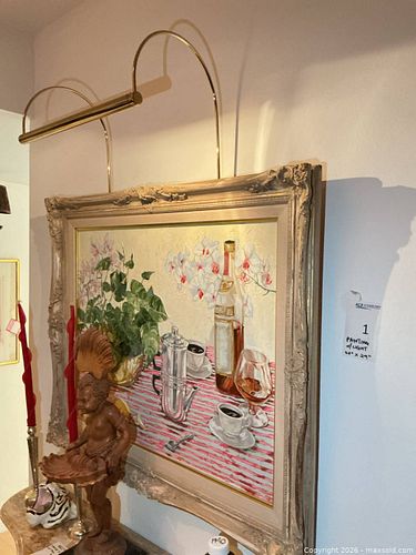 Still Life Floral Painting in Ornate Carved Frame, 34" x 29" (1 of 6)