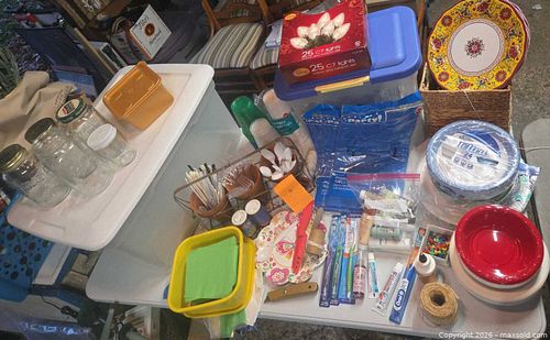 Small Assorted Household Lot — Ceramic Plate, Glass Jars, Wicker Basket (1 of 8)