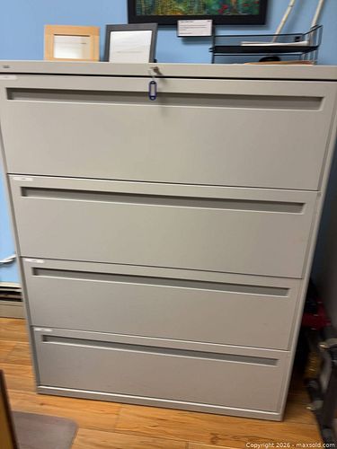 Gray Steel 4-Drawer Lateral File Cabinet Hon (1 of 5)