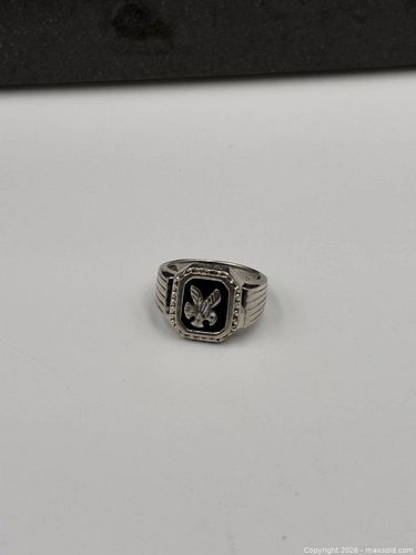 Sterling Silver Eagle Signet Ring with black onyx Size 10 (1 of 4)