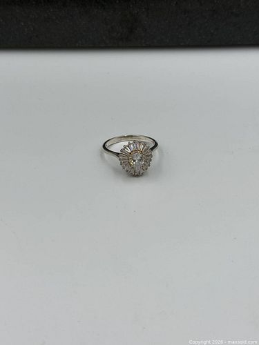 Sterling Silver Pear Halo Ring, Size 8 (1 of 4)
