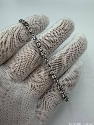 Sterling Silver Tennis Bracelet with Cubic Zirconia, 7.25 in (1 of 4)