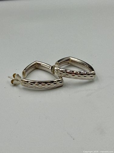 Sterling Silver V-Shaped Triangular Hoop Earrings (1 of 3)