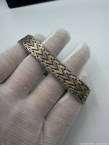 Tri-Color Sterling Silver Woven Mesh Bracelet, 7 in (1 of 5)