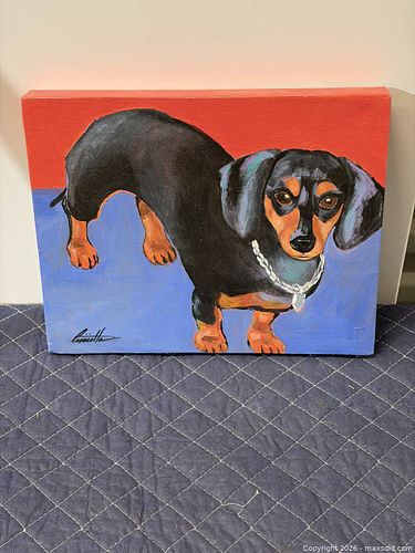 Original Acrylic Painting of Dog on 14 x 11 in Stretched Canvas (1 of 6)