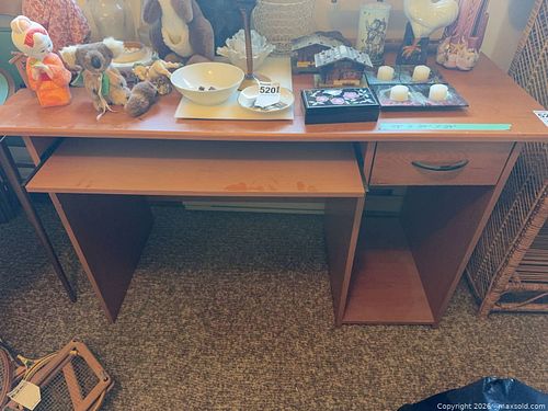 Light Brown Veneer Desk with Drawer and Keyboard Tray (1 of 6)