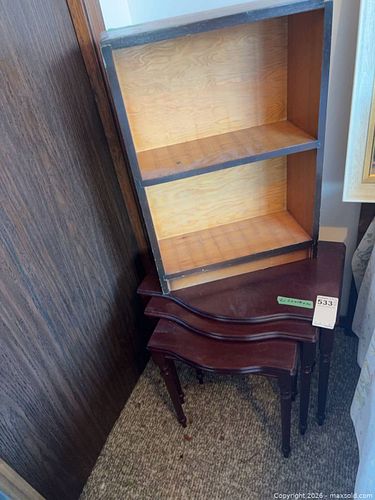 Set: 3 Nesting Tables + Bookshelf, Wood Veneer (1 of 11)