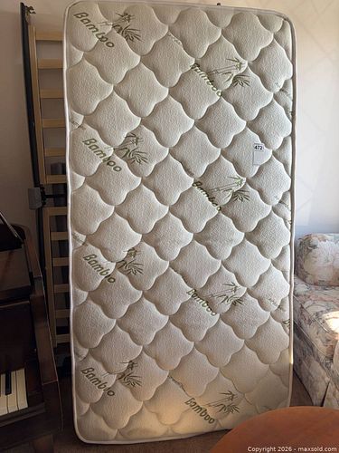 Upholstered Slatted Twin Frame & Headboard & Husky Custom 45" x 84" Mattress (1 of 11)