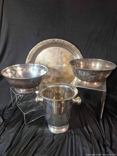 Silver-Plated Serveware & Wine Cooler Set with Tray (1 of 12)