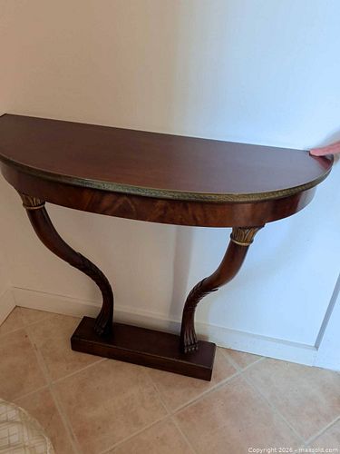 Neoclassical Demi-lune Mahogany Veneer Console Table (1 of 3)