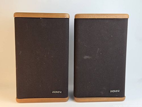 Vintage Pair Mini Advent Bookshelf Speakers Solid Hardwood End Caps - Jensen Era (1 of 10)