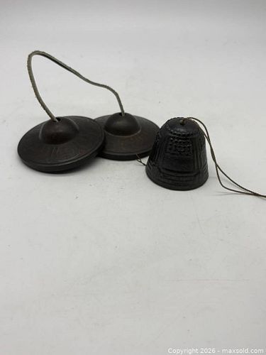 Vintage Japanese Nanbu Tekki Cast Iron Furin Bell & Tingsha Cymbals (1 of 8)