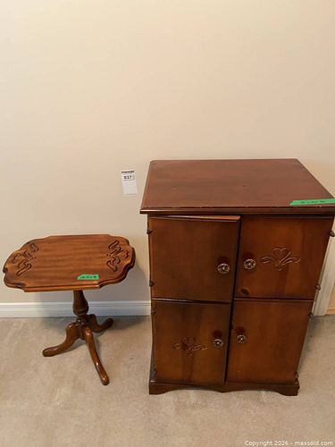 Carved Wooden Cabinet and Tilt-Top Accent Table (1 of 9)