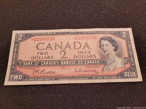 1954 Canadian 2 dollar bill (1 of 3)