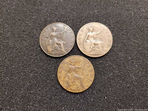 3 English half pennies (1 of 3)