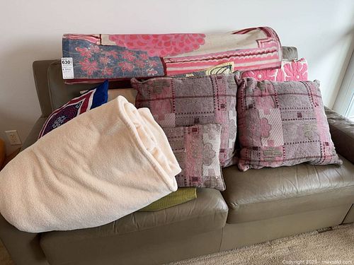 Fluorescent Floor Lamp with Fabric Shade, Throws & Decorative Pillows (1 of 14)