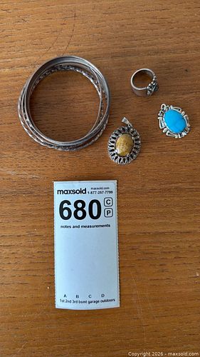 Sterling Silver Lot: Bangles, Pendants & Ring (1 of 10)