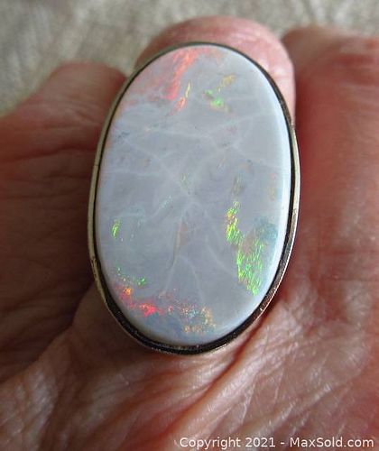 Large Oval Opal 14K White Gold Ring 9.8 Grams (1 of 6)