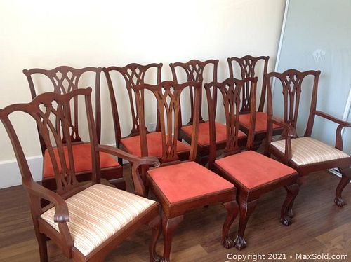 Eight Black Walnut ANTIQUE American Chippendale Chairs. (1 of 17)