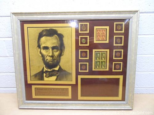 Very Nice Framed Abraham Lincoln Display with Coins and Stamps (1 of 11)