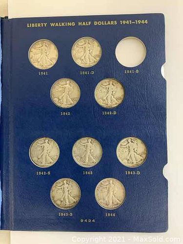 Book of Eighteen 1940s Silver Walking Liberty Halves  (1 of 3)