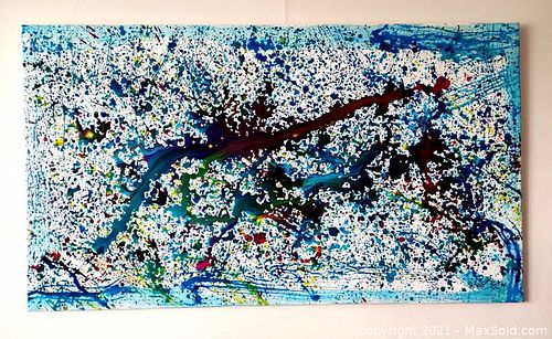 Tadas Zaicikas (TedyZet) (1974)- "Burst of balloon #Mediterranean#3", Signed, with COA, Original painting, 2021 (1 of 10)