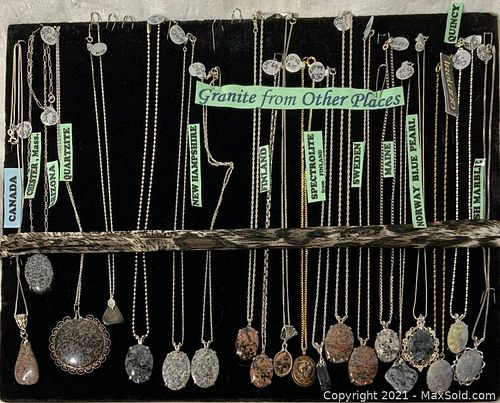 Large Lot 20 Granite Necklaces Sterling Chains and Settings  by Kathy Erkkila (1 of 3)