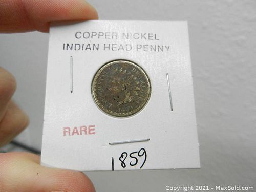 RARE Copper Nickel 1859 Indian Head Penny (1 of 8)
