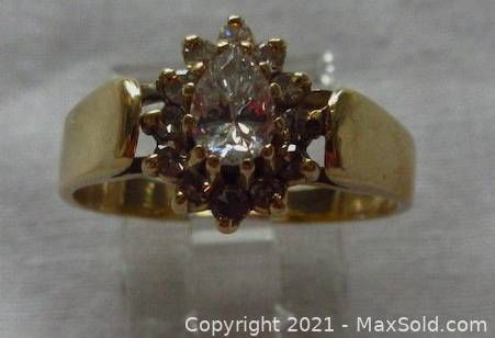 Diamond 14K Yellow Gold Cluster Ring TWT .50 Carat (1 of 6)
