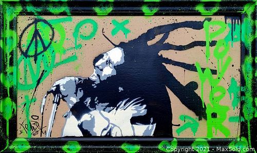 TedyZet (1974) - Street art painting "Green Power" Bob Marley,- with COA, hand signed, 2021 (1 of 6)