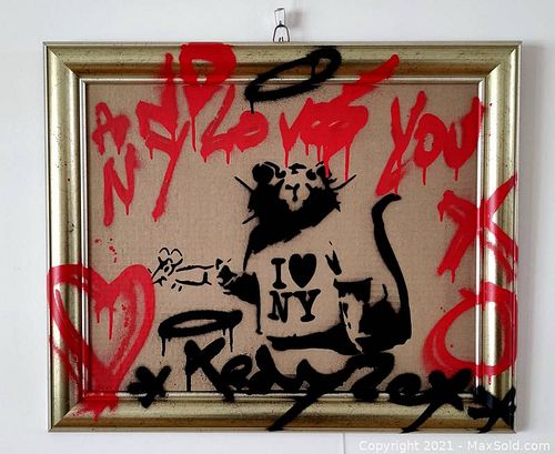 Banksy (After) & TedyZet (1974) - RAT love NY original painting with Certificate OA, 2021 (1 of 5)