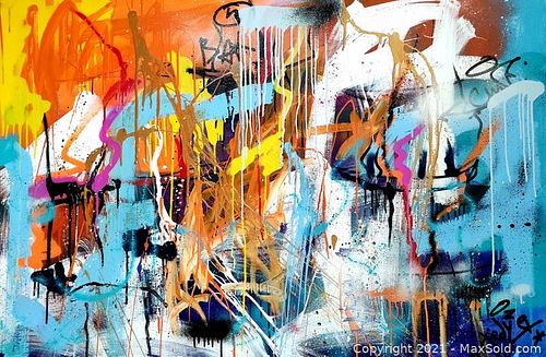 TedyZet (1974) - Abstract expressionism painting "Battleship", XXL- with Certificate OA, hand signed, 2021 (1 of 9)