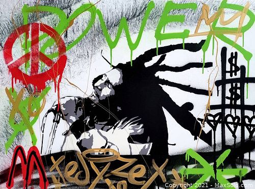 TedyZet (1974) - Street art painting "Green Power_ Bob Marley ", - with Certificate OA, hand signed, 2021 (1 of 8)