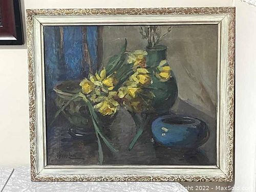 Antique Signed Oil Painting Still Life (1 of 6)