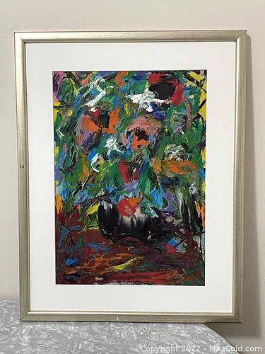 Vintage Original Signed Abstract Oil Painting (1 of 4)