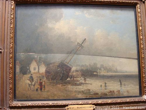 Antique Seascape Oil Painting by R P Bonington listed artist (1 of 5)