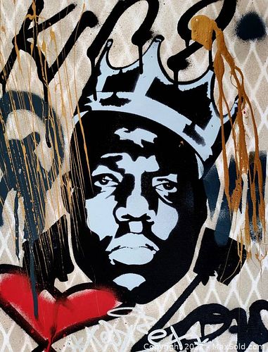 TedyZet (1974) - Street art painting "Black Power_The Notorious B.I.G ", - with Certificate, hand signed, 2022 (1 of 10)