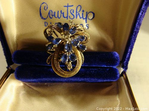 Vintage 14 K Sapphire & Diamond ring (1 of 9)