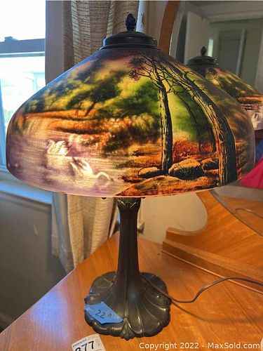 Antique Reverse Painted Lamp B (1 of 13)
