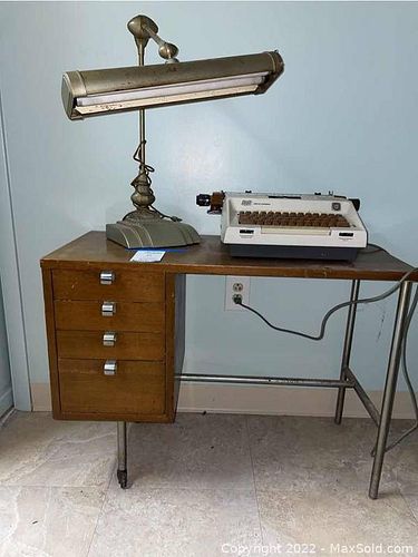 Mid Century Lamp, Typewriter & Desk (1 of 6)
