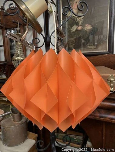 Rare Vintage Mid Century Modern Silhouett Danish Space Age Orange Pendant Light (1 of 8)
