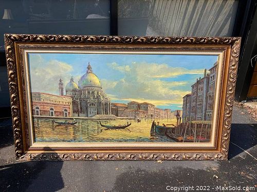 Very Large Vintage 1970's Framed Painting Signed JC Pedoni (1 of 6)