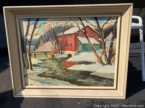 Vintage Framed Original Oil Painting on Board of Rural Setting (1 of 7)