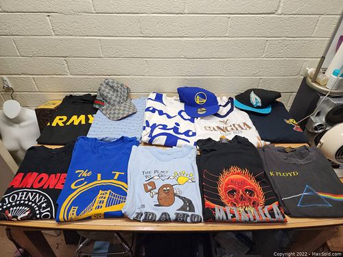 Large Lot of Shirts and Hats - Ramones, Metallica, Pink Floyd, Idaho, Cardinals, Golden State, Etc... (1 of 9)